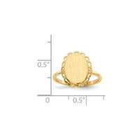 14k žuto zlatni prsten bend Signet 11,5x Otvoren leđa