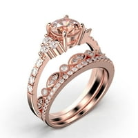 Prekrasan središnji vection 2. Karat Round Cut morgatit i dijamantski zaručnički prsten, vjenčani prsten