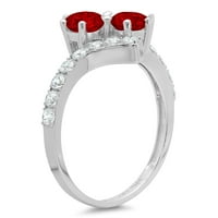 1.98ct okrugli rez crveni prirodni granat 14k Bijelo zlato Graviranje Izjava bridalne godišnjice Angažovanje vjenčanog prstena veličine 5.5