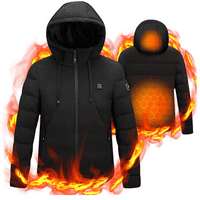Zodanni muške jakne s kapuljačom termalne dukseve topliji grijani kaput vodootporna odjeća zimska crna