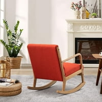 Moderna stolica za ljuljanje tkanine, tapecirana stolica za ljuljanje sa drva za ruke za ruke i ukrasni
