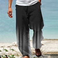 Muške ravne pantalone Veliki i visoki modni 3D gradijentni ispis elastični struk pune dužine hlače komforne