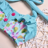 Dječje djece Dječje djevojke Ljetni ruffle suspender tott tiskani bikini kupaći kostimi kupaći kostim svijetli plavi 80