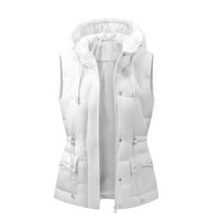 Ženski kaput zimsko hlače za toplu odjeću od čvrstog prsluka džep sa zatvaračem s kapuljačom V izrez