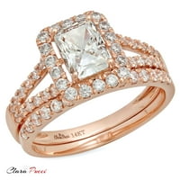 1. CT Emerald Cut originalni kultivirani dijamant Si1-si i-J 14K Rose Gold Halo Angagement Wedding Bridal