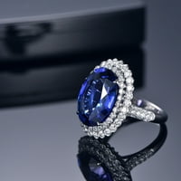 Heiheiup imitacija tamnoplavih tanzaniteta obojeni gemstonski otvoreni prsten klaster set cirkon zvonače