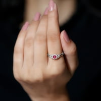 Laboratorija je stvorio rubin cvjetni prsten sa moissite halo, 14k bijelo zlato, SAD 11.00