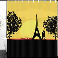 Dekor tuš za tuširanje Romantični par Paris Ljubljenje u blizini Eiffelove zgrada Znamenitosti Ljudi