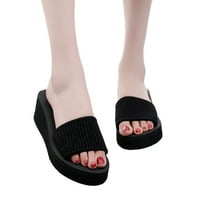 DMQupv mrežaste papuče za žene Toe Sequin Wedge Open boemske neklizajuće cipele Žene Ljetne ženske platforme