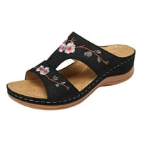 Binmer ljetne nove ženske cipele šuplje cvjetne vezenje klinove ženske papuče