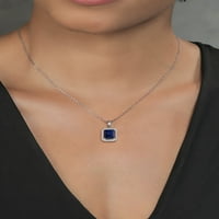 Gem Stone King Sterling Silver Blue Sapphire Privjesak ogrlica za žene