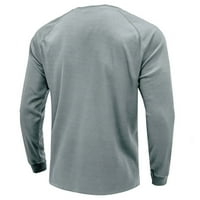 Muška košulja za košulje od vafelje opuštena fit solidna boja Dugi rukav Dugme okrugli vrat Pulover