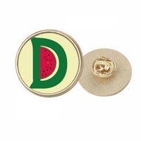 Abeceda Watermelon voće Slatki uzorak okrugli metalni zlatni pin broš snimka