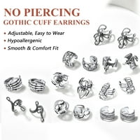 Silvora feather ušna manžetna za muškarce Žene Sterling srebrne na minđuše bez probijanja Podesivi nakit