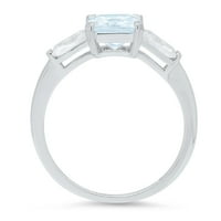 1,62ct Squaret smaragdni rez plavi simulirani dijamant 18k bijelo zlato graviranje godišnjice Angažovanje