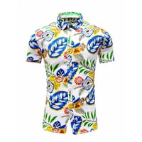 Havajske majice za muškarce Regularni fit s kratkim rukavima Tropičkim printnim gumbom spustite rever