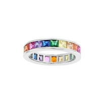 i nakit Sterling Silver Square Multi Color Cubic cirkonije vječni bend prsten