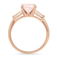 2. CT sjajan okrugli rez simulirani ružičasti dijamant 14k Rose Gold Tro-kameni prsten SZ 5.75