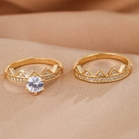 Anvazise set ženski prsten u odvojivom dainty poklon rhinestone umetnuta kruna muškarci prsten modni nakit bijeli nas 6