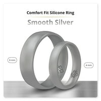Glatki srebrni prozračni silikonski prsten za muškarce i ženske propusne širine