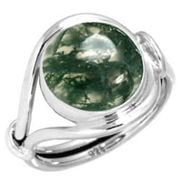Sterling srebrni prsten prirodni mahovina ručno rađeni nakit