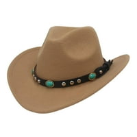 Unise Felt Western Hat Wide Wide područje klasični sa kopčom za sunčanje Top šešir Panama Cowgirl Hat