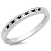 0. Carat 18k bijelo zlato okruglo crno-bijelo dijamantske ženske obljetnice vjenčani prsten