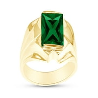 Simulirani rodni kamen Muški prsten smaragd u 14K žutom zlatnom srebru. Veličina prstena 7,5