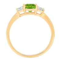 1.11CT Princess rez zeleni prirodni peridot 14K žuti zlatni godišnjički angažman kamena prstena veličine 7