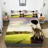 Posteljina set Moderni krevet Cover 3D opremljeni list Set travnjak Pokrivena šarena soba posteljina s kućnom sobom dekor, pun
