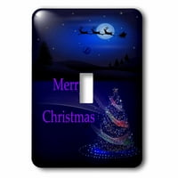 3drose slika ljubičaste i plave nite neba sa Santa i Reindeer - Jednokrevetna preklopnica