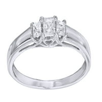 Princezo rezan bijeli dijamant tri kamena zaručnički prsten u 10K čvrstog zlata
