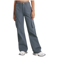 Pantalone pantalone za žene nacrtavanje širokih nogu niske struke baggy baggy hlače sa džepovima joggers