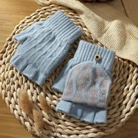 Kiplyki Akcije Držite tople ženske rukavice Rukavice zimske pletene vunene od pet prsta plutenim na