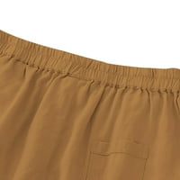 Chueow ženske šarene hlače od pamučnog posteljine elastičnog struka tankih kratkih hlače