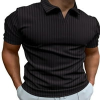Voguele Muška majica Lapel ovratnika T majice Striped ljetni vrhovi Plaža Tee Regular Majica Black M