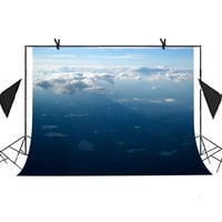Hellodecor poliesterska tkanina 7x5ft Prirodni krajolik Backdrop plavi nebo i bijeli oblaci svježi slika