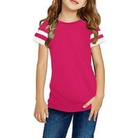 Yskkt devojke casual majice kratkih rukava Kidsov trošnice, blok u boji, blok boja bluze 4-15
