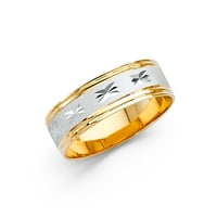 Dragulji lux14k zlatni okrugli kubični cirkonijski bijeli i žuti prsten dva tonska dijamantska godišnjica svadbene veze veličine 6,5