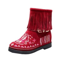 Ženske gležnjače čizme moda retro tassel boots boots vanjsko trgovina Veliki kombinirani okrugli trske