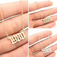 Hesoicy 1980- godine rođenja broj šarm privjesak od nehrđajućeg čelika lanac ogrlica nakit