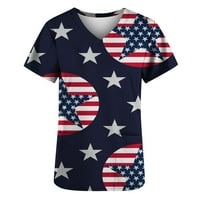 Ženske prosire na vrhu V izrez američke zastave zvijezde Stripes Ispis patriotske košulje prozračne