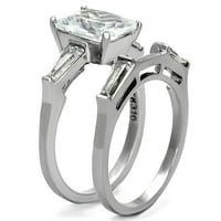 Ženski prstenovi visoki polirani prsten od nehrđajućeg čelika od 316 l sa AAA razredom CZ u bistri TK1229