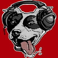 Slatki pit bull pas sa glazbenim slušalicama juniori crveni grafički tee - dizajn ljudi m