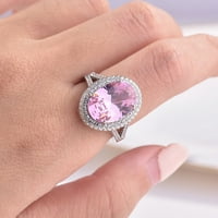 Keusen izvrsna ružičasta dijamant geometrijski ovalni guska jaja prsten ženski nakit poklon w