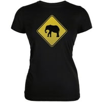 Slon prelazni znak Crne juniorke meka majica - velika