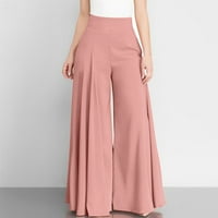 HOMCHY Ljetne hlače Žene Ležerne prilike pune hlače sa širokim nogama ružičaste s