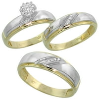 10K zlatni dijamantski zaručni zaručni zaručni prsten za njega i njene 3-dijelove i 0. CTTW veličine