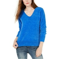 Maison Jules Womens Chenille V-izrez pulover, plavi, XX-mali