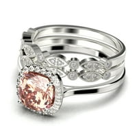 Sjajni halo 2. Carat Cushion Cut morgatit i dijamantni moissan zaručnički prsten, vjenčani prsten, dva